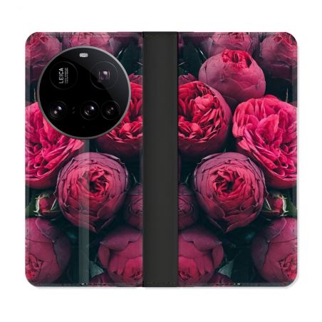Housse cuir portefeuille Pour Xiaomi 15 Ultra Fleur Pivoine