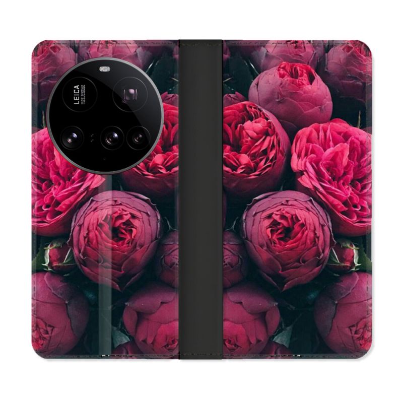 Housse cuir portefeuille Pour Xiaomi 15 Ultra Fleur Pivoine