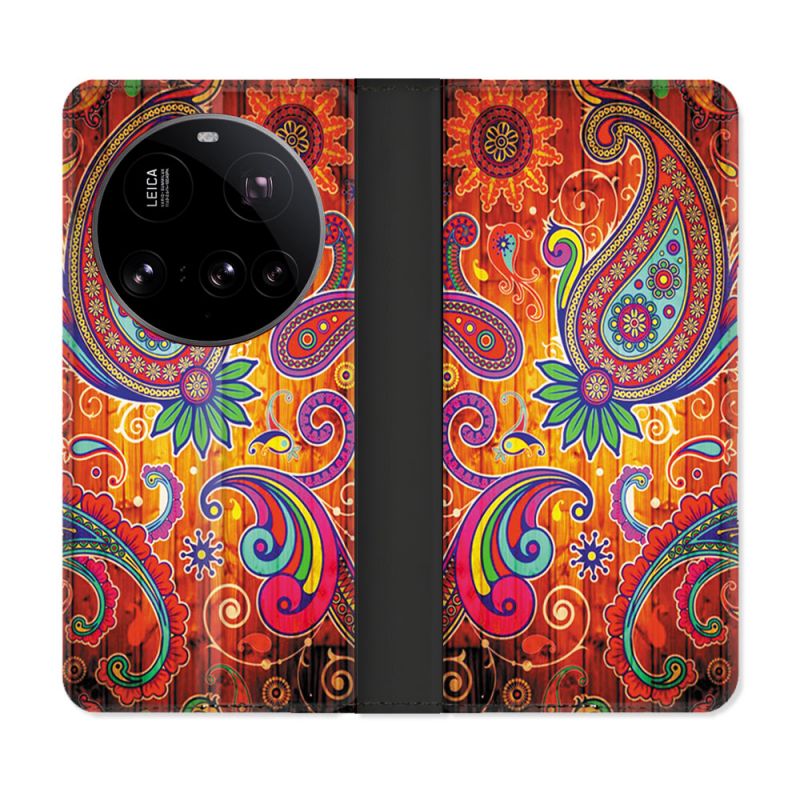 Housse cuir portefeuille Pour Xiaomi 15 Ultra Fleur Psychedelic