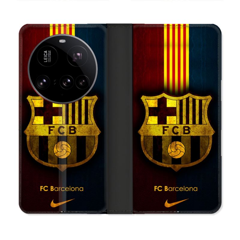 Housse cuir portefeuille Pour Xiaomi 15 Ultra Foot FC Barcelone Vintage