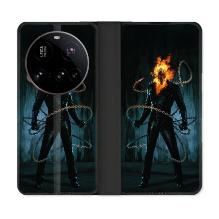 Housse cuir portefeuille Pour Xiaomi 15 Ultra Ghost Rider