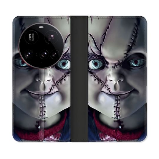 Housse cuir portefeuille Pour Xiaomi 15 Ultra Horreur Chucky Cicatrice