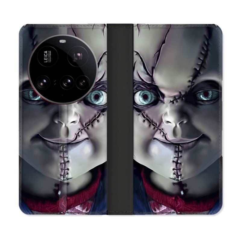 Housse cuir portefeuille Pour Xiaomi 15 Ultra Horreur Chucky Cicatrice