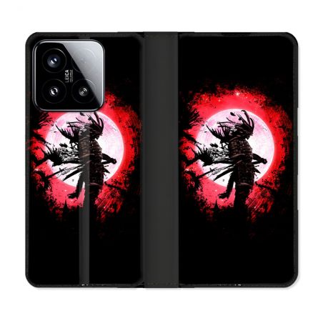 Housse cuir portefeuille Pour Xiaomi 15 Voyage Japon Samourai