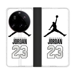 Housse cuir portefeuille Pour Xiaomi 15 Ultra Jordan 23 Blanc