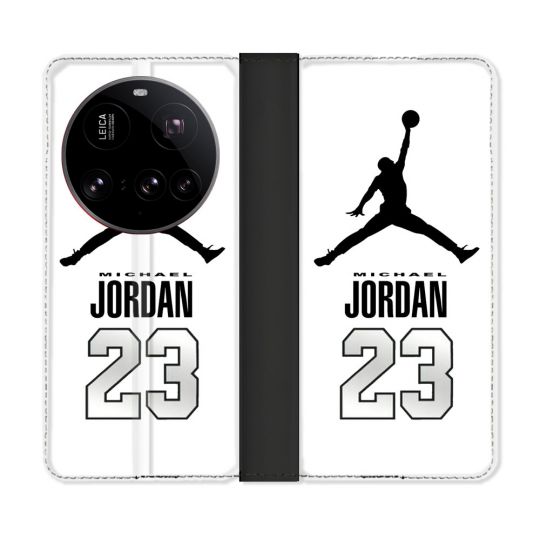 Housse cuir portefeuille Pour Xiaomi 15 Ultra Jordan 23 Blanc