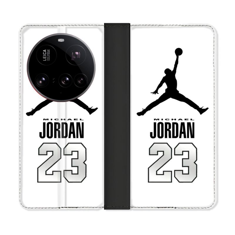 Housse cuir portefeuille Pour Xiaomi 15 Ultra Jordan 23 Blanc