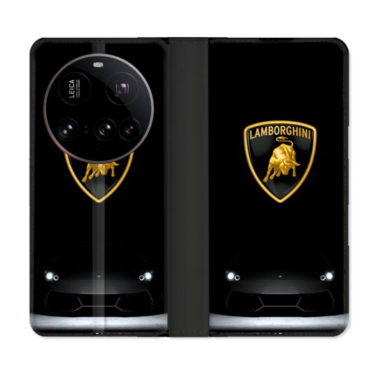 Housse cuir portefeuille Pour Xiaomi 15 Ultra Lamborghini Noir