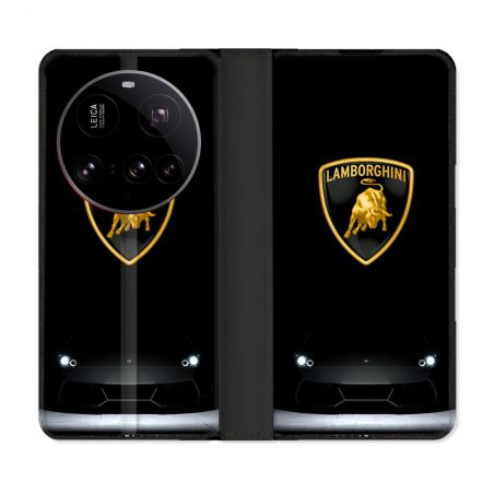 Housse cuir portefeuille Pour Xiaomi 15 Ultra Lamborghini Noir
