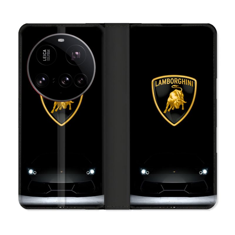 Housse cuir portefeuille Pour Xiaomi 15 Ultra Lamborghini Noir