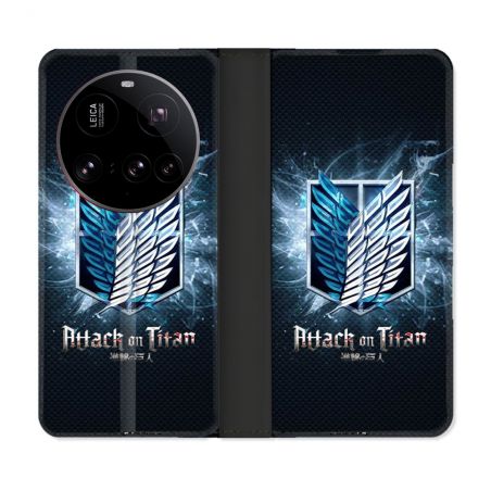 Housse cuir portefeuille Pour Xiaomi 15 Ultra Manga Attaque Titans Noir