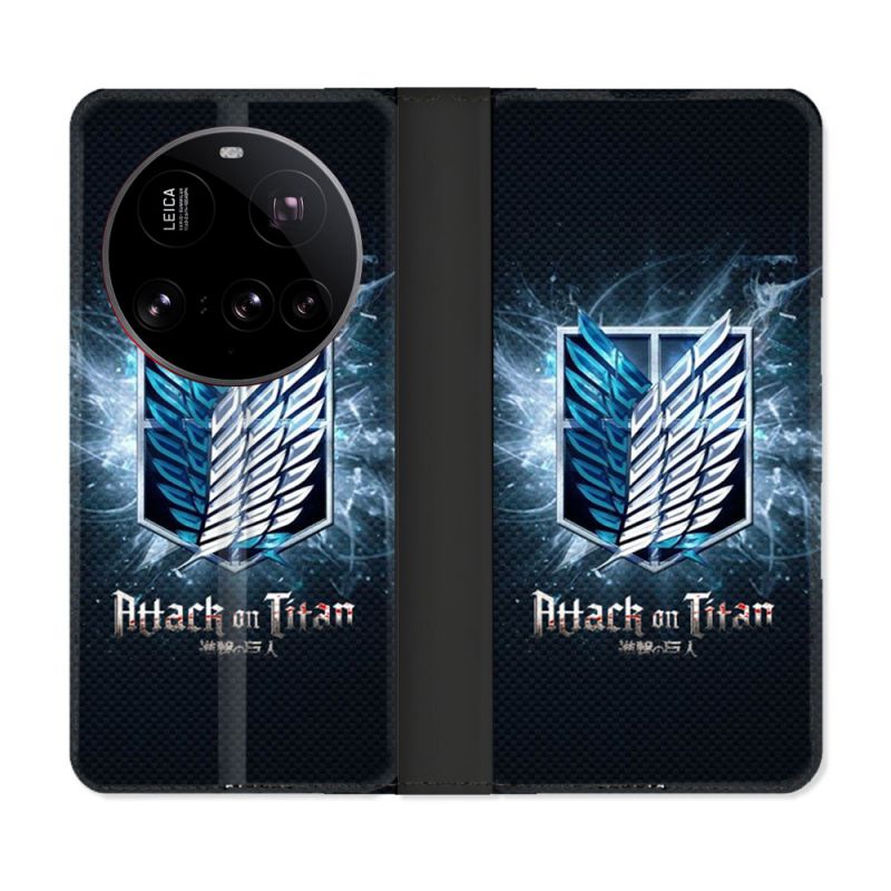 Housse cuir portefeuille Pour Xiaomi 15 Ultra Manga Attaque Titans Noir