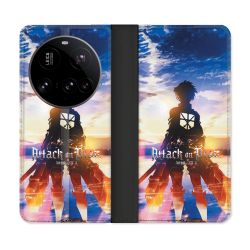 Housse cuir portefeuille Pour Xiaomi 15 Ultra Manga Attaque Titans Soleil