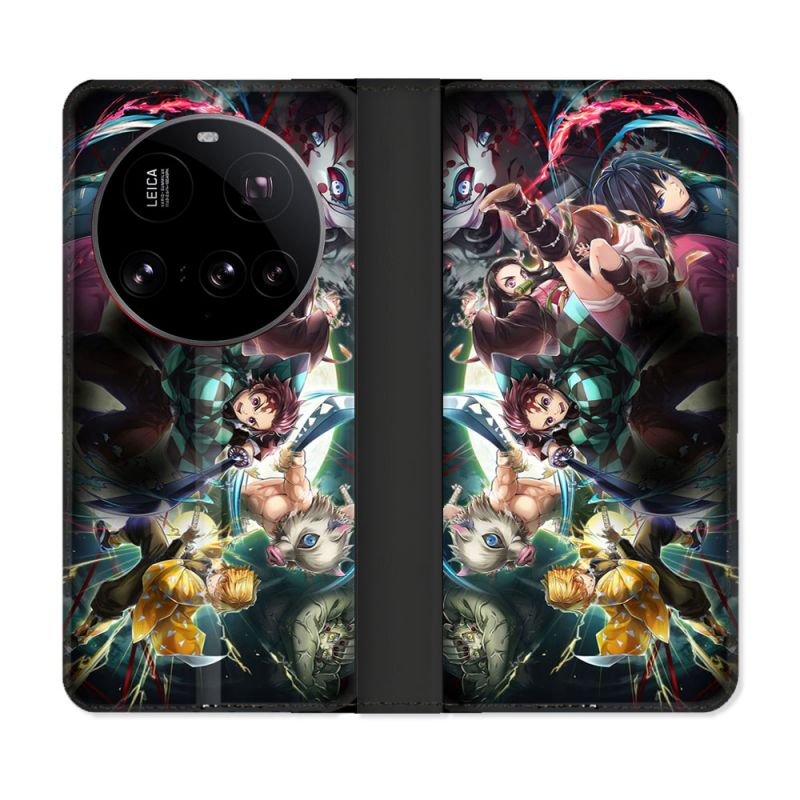 Housse cuir portefeuille Pour Xiaomi 15 Ultra Manga Demon Slayer Groupe