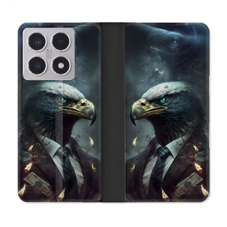 Housse cuir portefeuille Pour Xiaomi 15T Animal Aigle Business