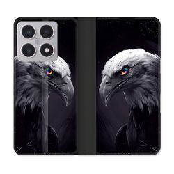 Housse cuir portefeuille Pour Xiaomi 15T Animal Aigle Royal Noir