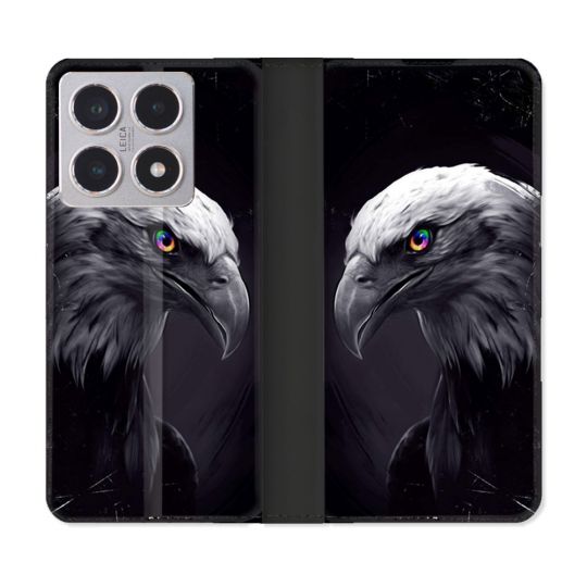 Housse cuir portefeuille Pour Xiaomi 15T Animal Aigle Royal Noir