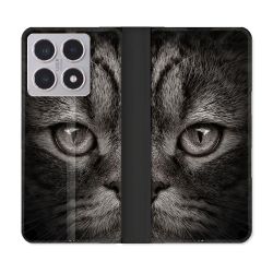 Housse cuir portefeuille Pour Xiaomi 15T Animal Chat Gris