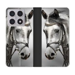 Housse cuir portefeuille Pour Xiaomi 15T Animal Cheval Blanc