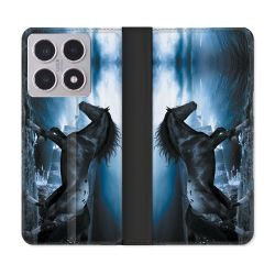Housse cuir portefeuille Pour Xiaomi 15T Animal Cheval Noir
