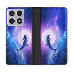 Housse cuir portefeuille Pour Xiaomi 15T Animal Dauphin Vague