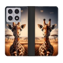 Housse cuir portefeuille Pour Xiaomi 15T Animal Girafe Savane