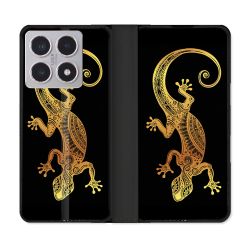 Housse cuir portefeuille Pour Xiaomi 15T Animal Lezard Noir