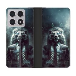 Housse cuir portefeuille Pour Xiaomi 15T Animal Lion Business
