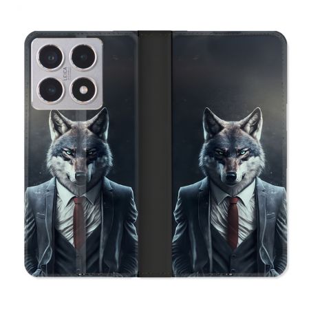 Housse cuir portefeuille Pour Xiaomi 15T Animal Loup Business