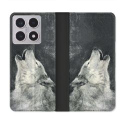 Housse cuir portefeuille Pour Xiaomi 15T Animal Loup Hurlement