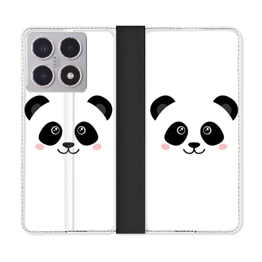 Housse cuir portefeuille Pour Xiaomi 15T Animal Panda Blanc
