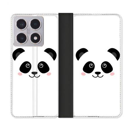 Housse cuir portefeuille Pour Xiaomi 15T Animal Panda Blanc