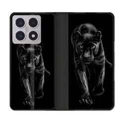 Housse cuir portefeuille Pour Xiaomi 15T Animal Panthère Noire
