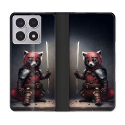 Housse cuir portefeuille Pour Xiaomi 15T Animal Raton Samouraï