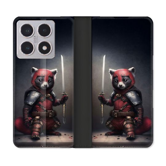 Housse cuir portefeuille Pour Xiaomi 15T Animal Raton Samouraï
