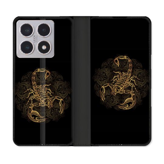 Housse cuir portefeuille Pour Xiaomi 15T Animal Scorpion Fresque