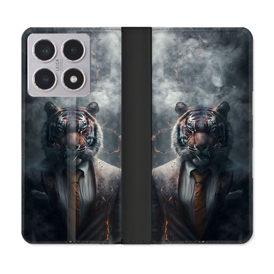Housse cuir portefeuille Pour Xiaomi 15T Animal Tigre Business