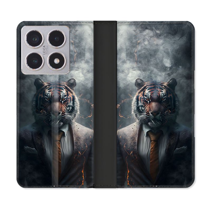 Housse cuir portefeuille Pour Xiaomi 15T Animal Tigre Business