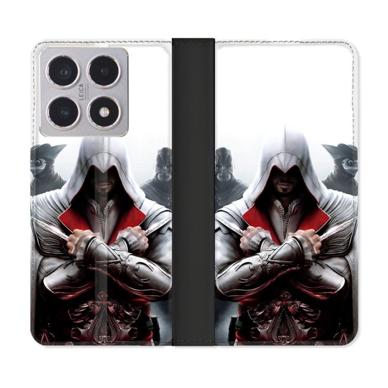 Housse cuir portefeuille Pour Xiaomi 15T Assassin Creed Mask