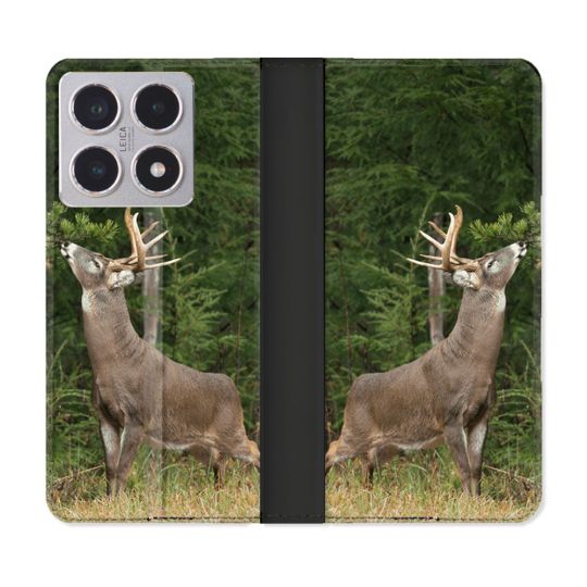 Housse cuir portefeuille Pour Xiaomi 15T Chasse Cerf