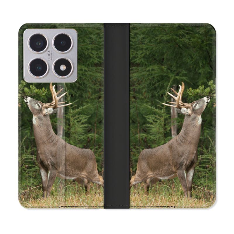 Housse cuir portefeuille Pour Xiaomi 15T Chasse Cerf