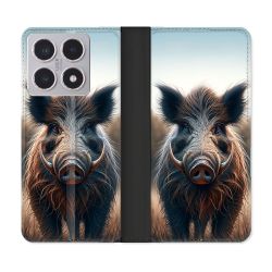 Housse cuir portefeuille Pour Xiaomi 15T Chasse Sanglier Attaque