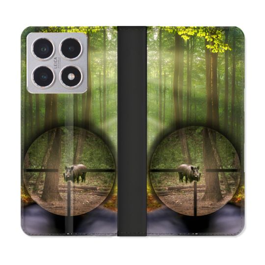 Housse cuir portefeuille Pour Xiaomi 15T Chasse Sanglier Viseur