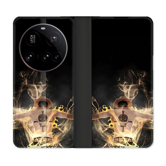 Housse cuir portefeuille Pour Xiaomi 15 Ultra Manga One Piece Ace Noir