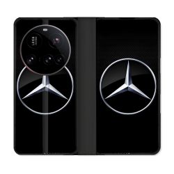 Housse cuir portefeuille Pour Xiaomi 15 Ultra Mercedes Carbone
