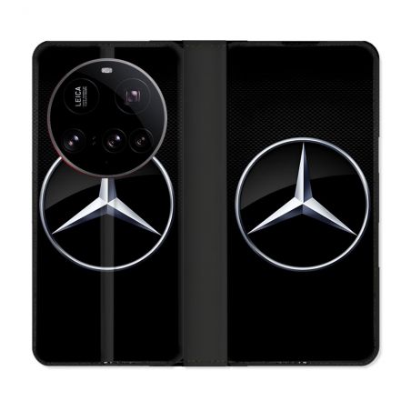 Housse cuir portefeuille Pour Xiaomi 15 Ultra Mercedes Carbone