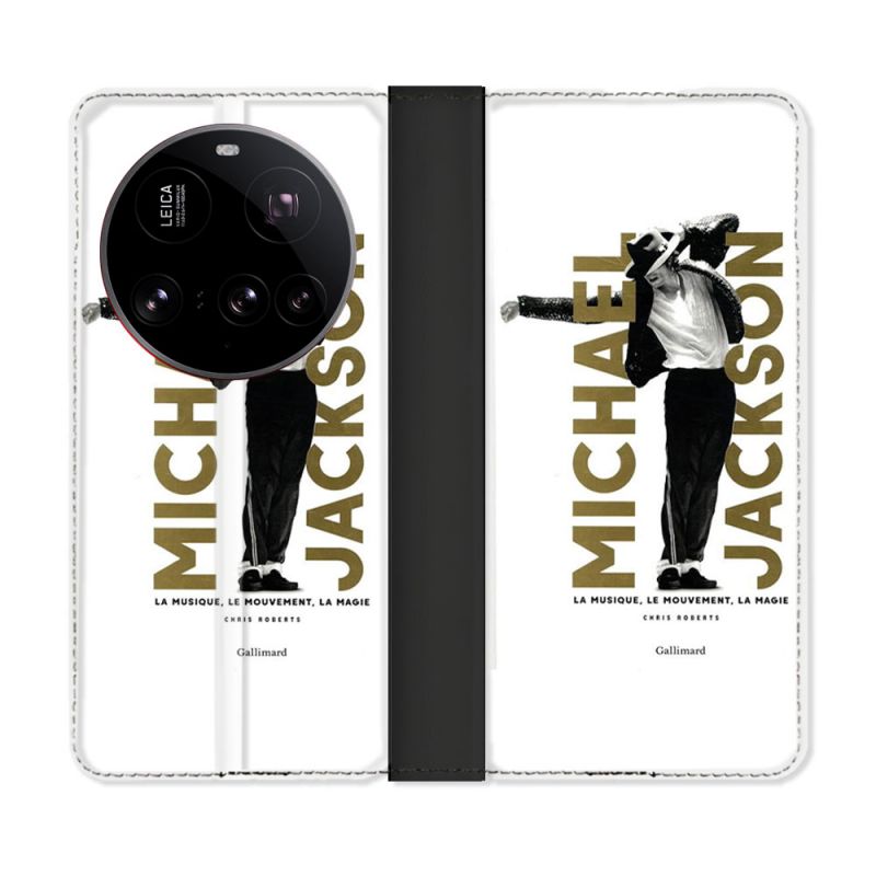 Housse cuir portefeuille Pour Xiaomi 15 Ultra Michael Jackson Blanc