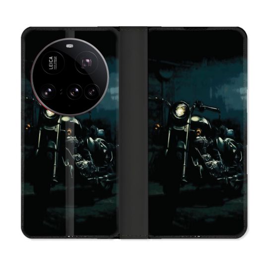Housse cuir portefeuille Pour Xiaomi 15 Ultra Moto Harley Vintage