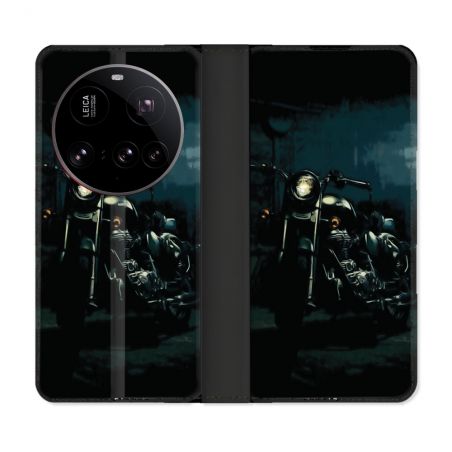 Housse cuir portefeuille Pour Xiaomi 15 Ultra Moto Harley Vintage