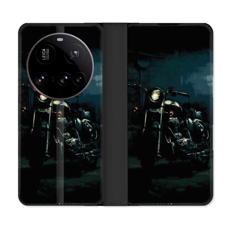 Housse cuir portefeuille Pour Xiaomi 15 Ultra Moto Harley Vintage